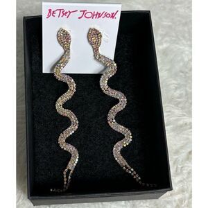 BetseyJohnson Rhinestone Slithering Snake Drop Earrings